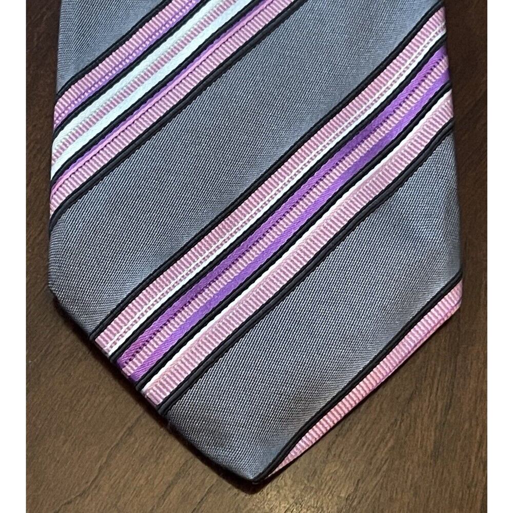 Cantini Gray Pink Purple 95% Silk 5% Cotton Men’s Neck Tie Made In Italy